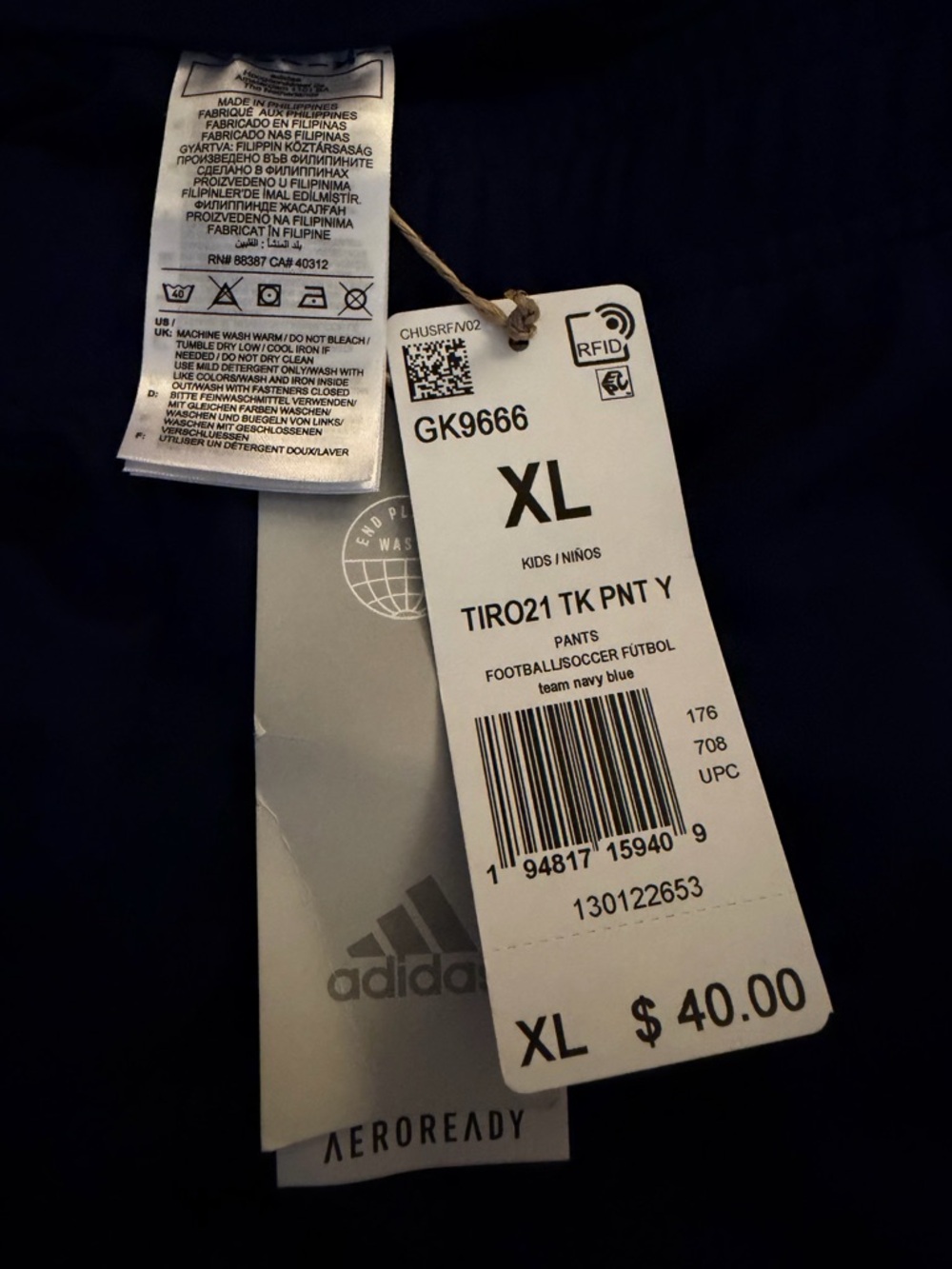 adidas Navy Track Pants with White Stripes - Picture 5 of 5